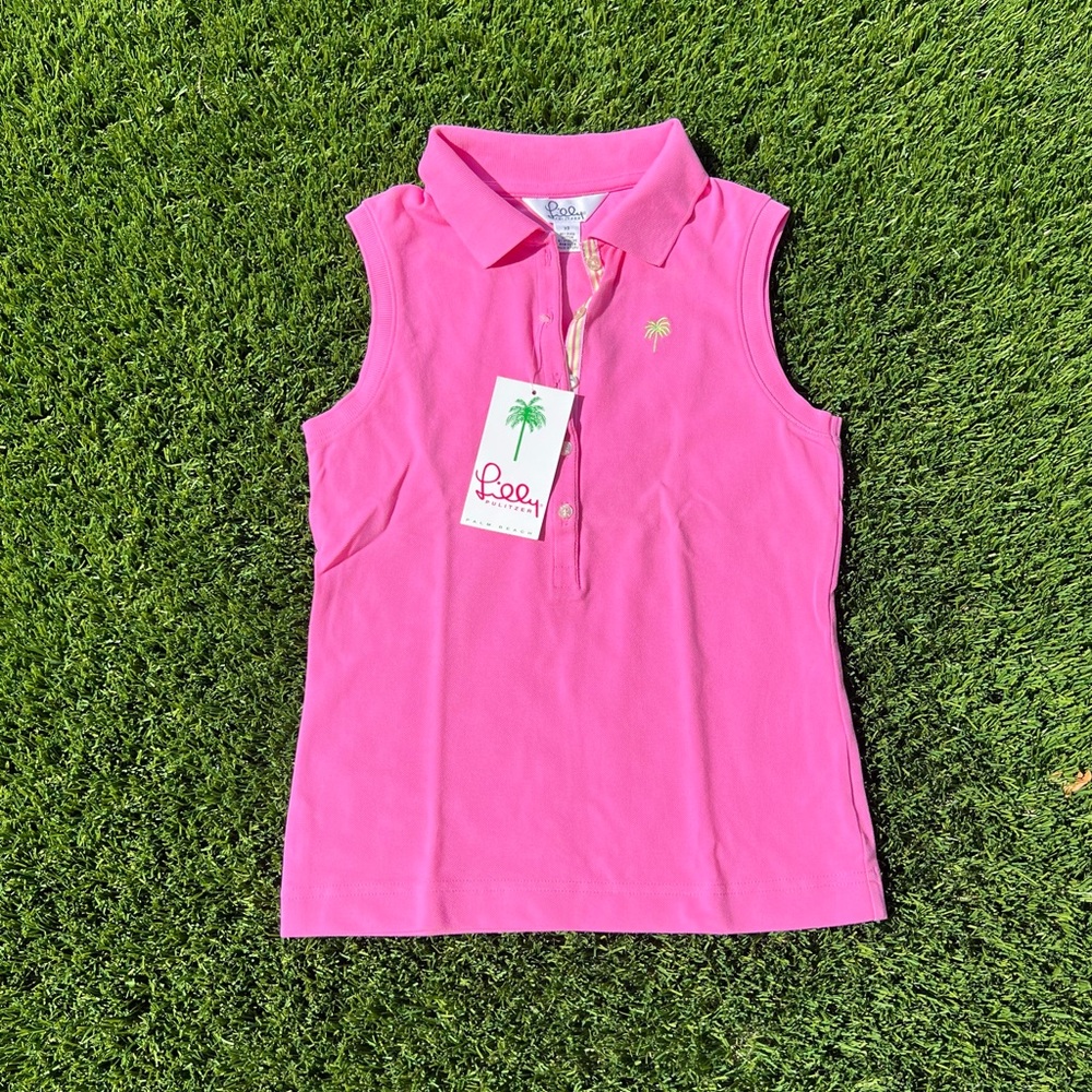 NWT Lilly Pulitzer Sleeveless Skinny Polo in Hibiscus Pink size XS